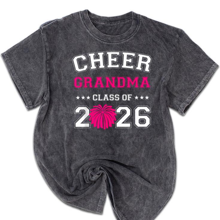 Senior Cheerleader Grandma Cheer Class Of 2026 Graduation Mineral Wash Tshirts