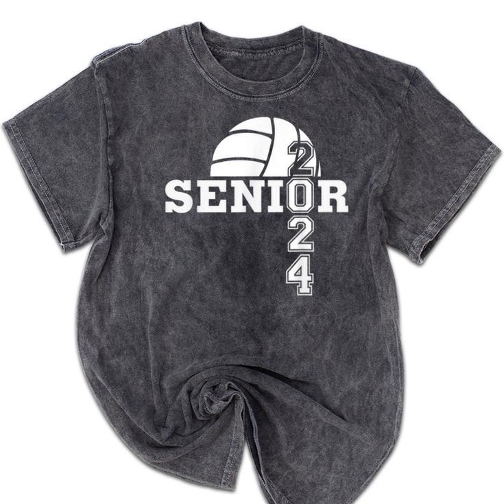 Senior Class Of 2024 Volleyball Seniors School Graduation Mineral Wash Tshirts