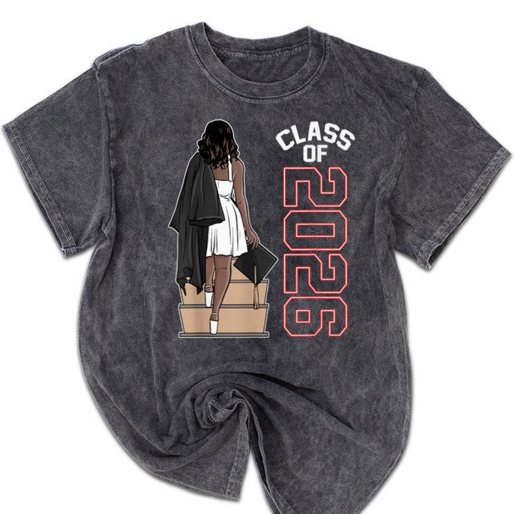 Senior Class Of 2026 Melanin Girl 2026 Graduation Mineral Wash Tshirts