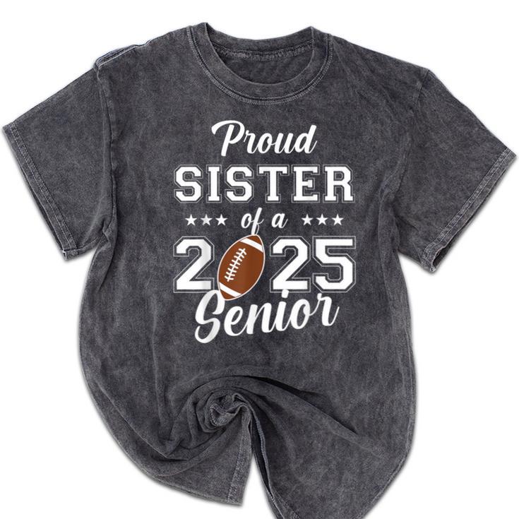 Senior Football Sister Class Of 2025 Graduation Graduate Mineral Wash Tshirts