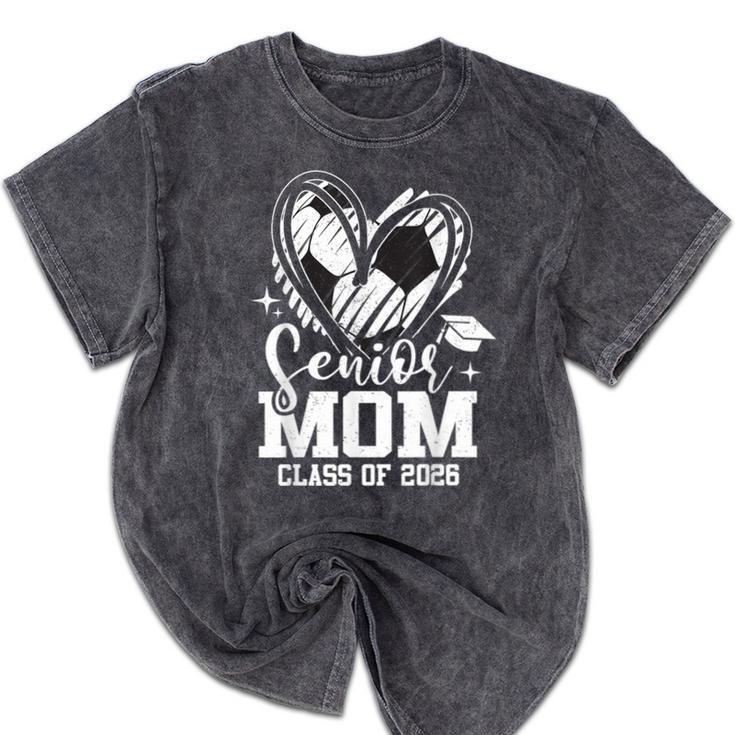 Senior Mom Class Of 2026 Soccer Graduation Heart Mineral Wash Tshirts