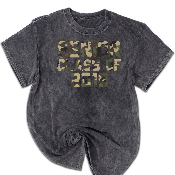 Seniors 2019 Class TShirt Camo Print T-Shirt Graduation Gift Mineral Wash Tshirts