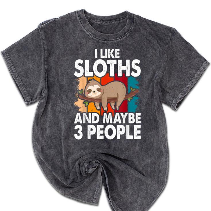 Sloth For Sloth Lover Men Women Kids Introvert Mineral Wash Tshirts