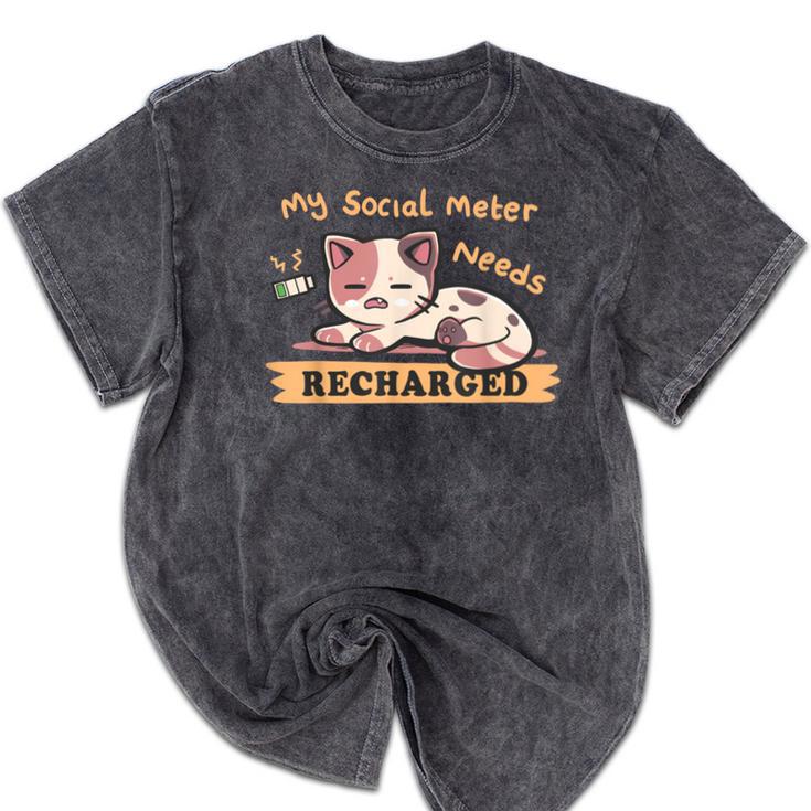 Social Meter Recharge Social Meter For Introverts Mineral Wash Tshirts