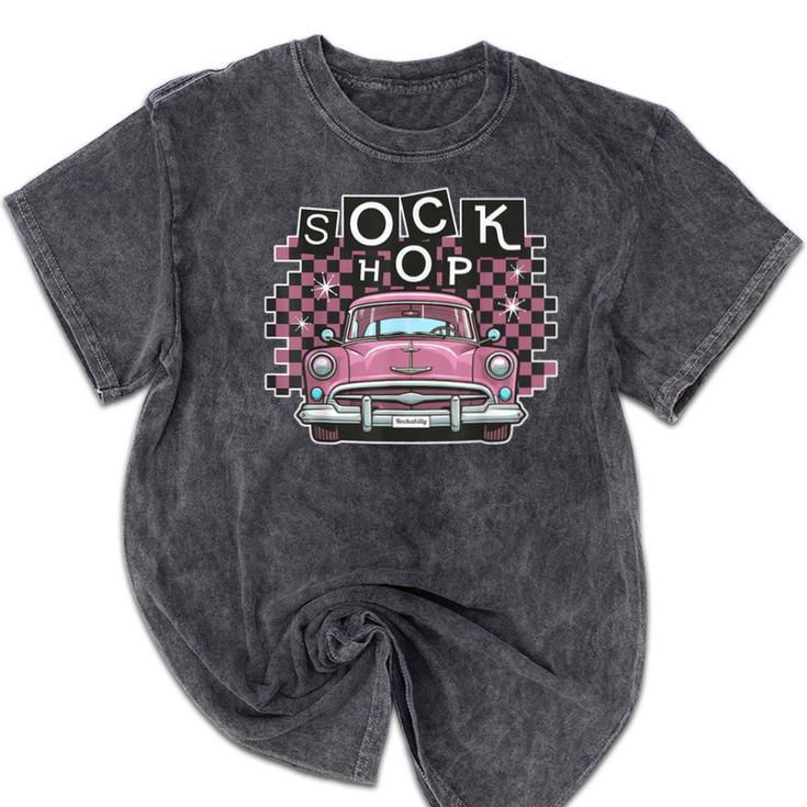 Sock Hop 50s Classic Car Nostalgia 1950s Greaser Mineral Wash Tshirts