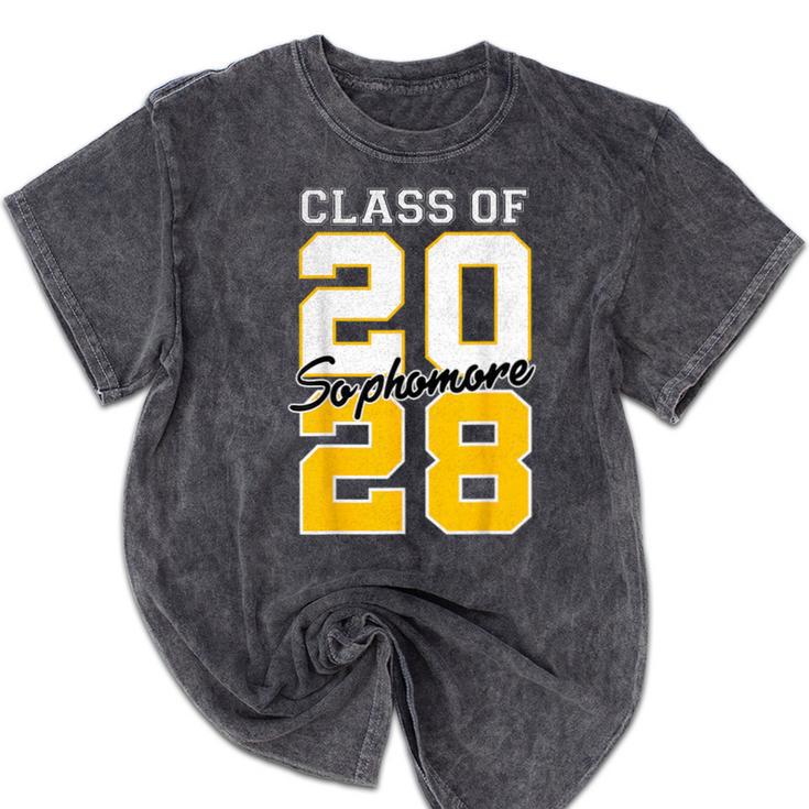 Sophomore 2028 Class Of 2028 Graduation 2028 10th Grade Mineral Wash Tshirts