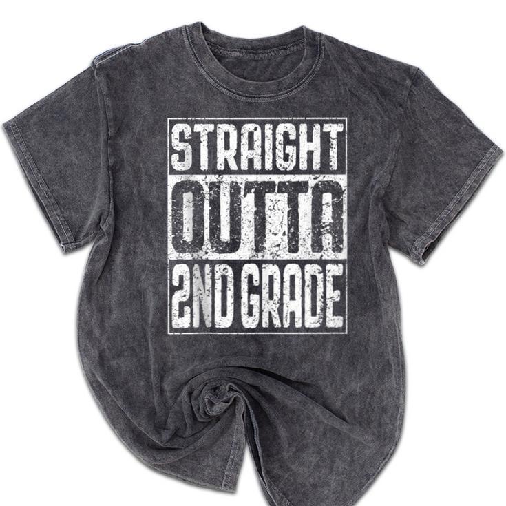 Straight Outta 2nd Grade Shirt Second Grade Graduation Mineral Wash Tshirts
