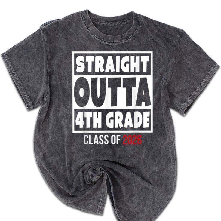 Straight Outta 4th Grade Class Of 2026 Shirt Graduation Mineral Wash Tshirts