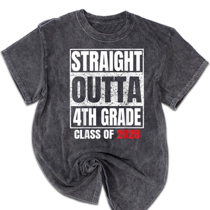 Straight Outta 4th Grade Graduation Class 2028 Fourth Grade Mineral Wash Tshirts