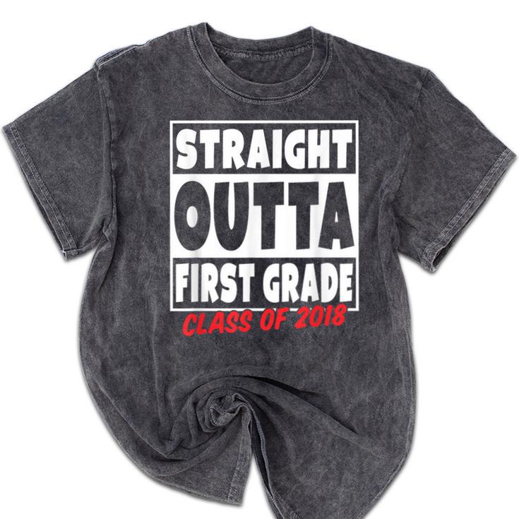 Straight Outta First Grade Class Of 2018 Graduation Mineral Wash Tshirts