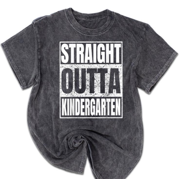Straight Outta Kindergarten Graduation 2025 Kinder Mineral Wash Tshirts