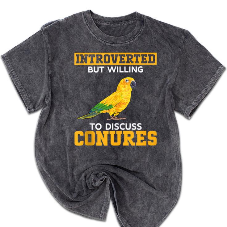 Sun Conure Introvert Parrot Bird Sun Conure Mineral Wash Tshirts