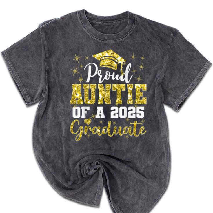 Super Proud Auntie Of 2025 Graduate Senior Graduation Family Mineral Wash Tshirts