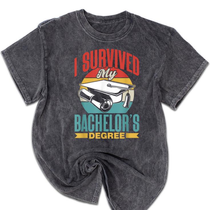 I Survived My Bachelor's Degree Party Bachelor Graduation Mineral Wash Tshirts