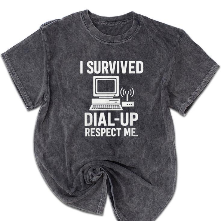 I Survived Dial-Up Internet – Retro 90s Nostalgia Mineral Wash Tshirts