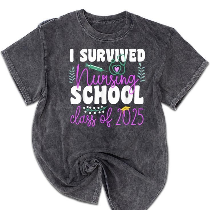 I Survived Nursing School Class Of 2025 New Nurse Graduation Mineral Wash Tshirts