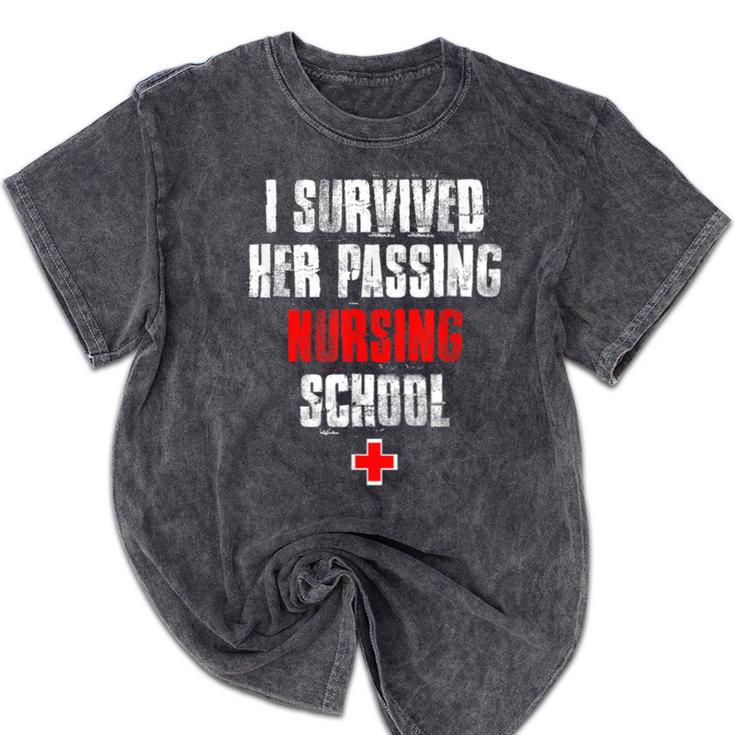 I Survived Her Passing Nursing School Graduation Mineral Wash Tshirts
