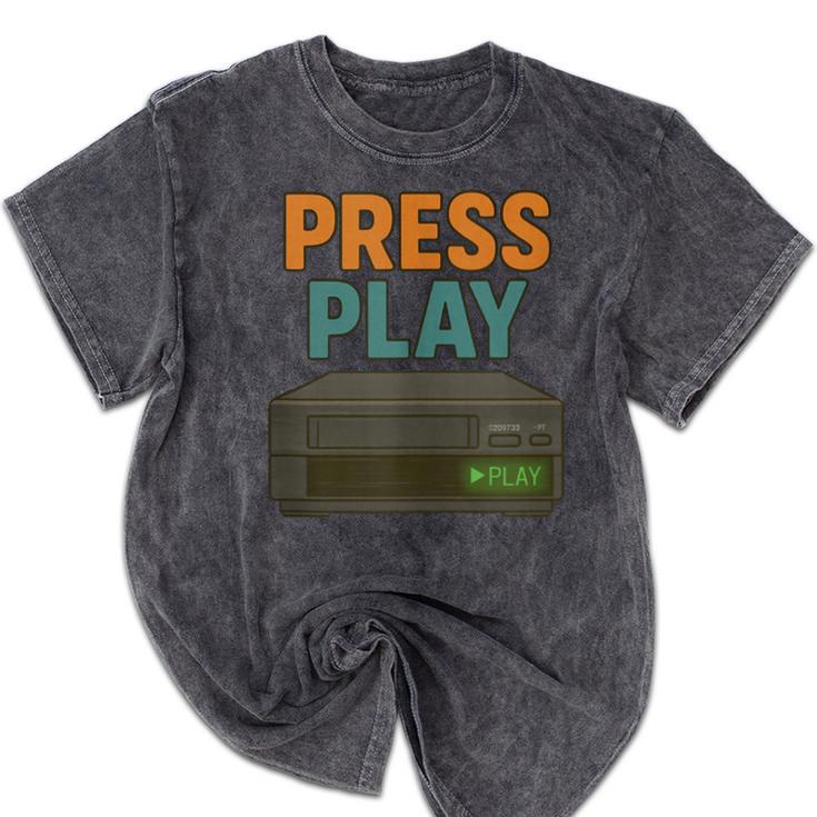 VHS Cassette Retro Analog Nostalgia Theme Mineral Wash Tshirts