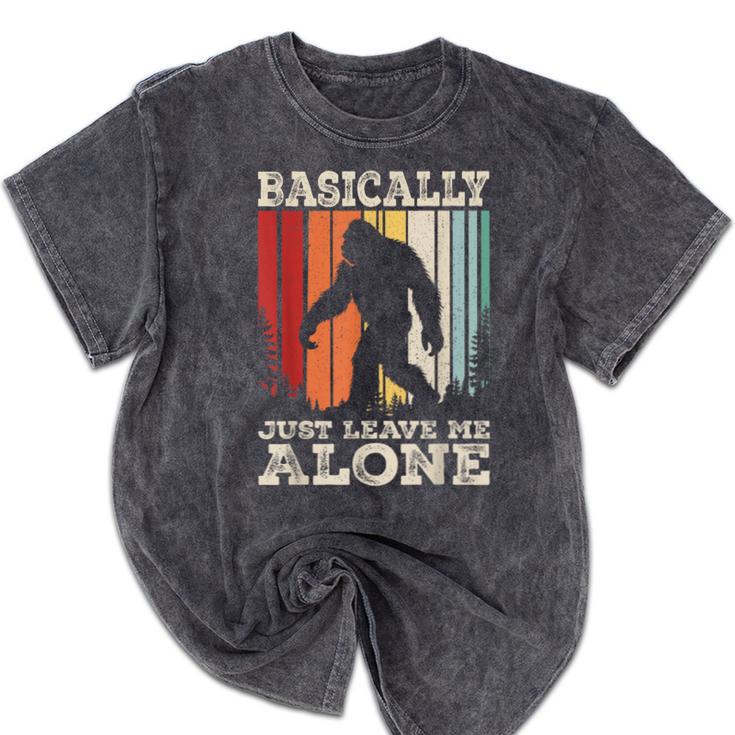 Vintage Basically Just Leave Me Alone Bigfoot Introverts Mineral Wash Tshirts
