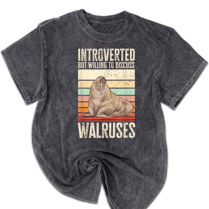 Walrus Lover Introvert Walrus Mineral Wash Tshirts