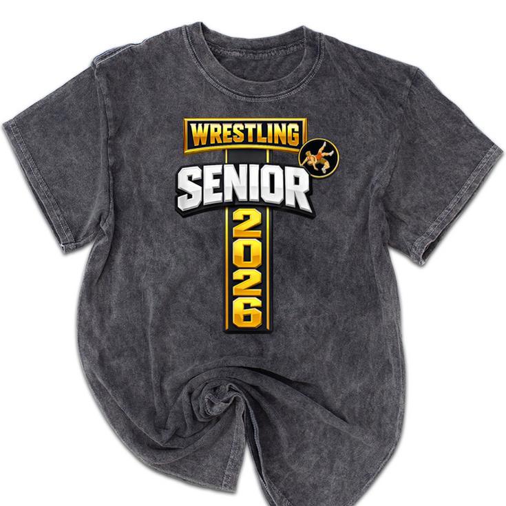 Wrestling Senior Night Senior 2026 Faith Cross Graduation Mineral Wash Tshirts