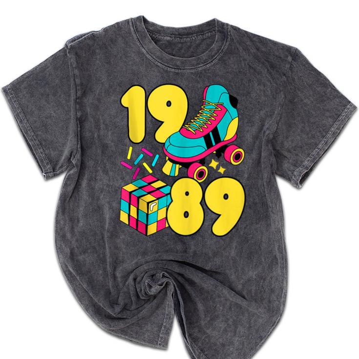1989 Retro Raised In The 80s Old School Nostalgia Vibes Mineral Wash Tshirts