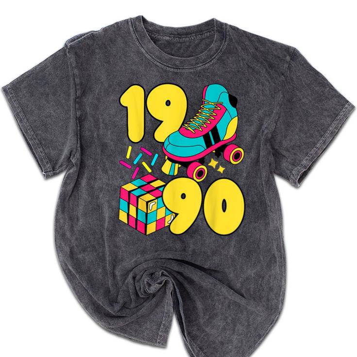 1990 Retro Raised In The 90s Old School Nostalgia Vibes Mineral Wash Tshirts
