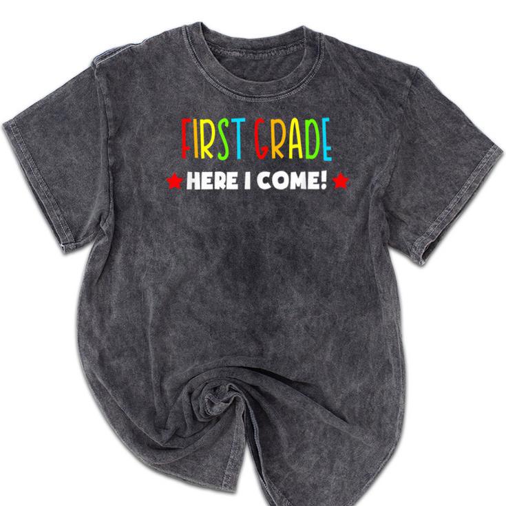 1st Grade Here I Come Kids Kindergarten Graduation Shirt Mineral Wash Tshirts