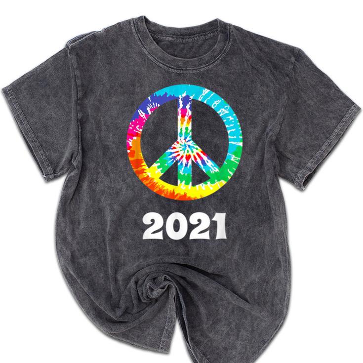 2021 Graduation Class Year Tie Dye Peace Sign Graduate Shirt Mineral Wash Tshirts