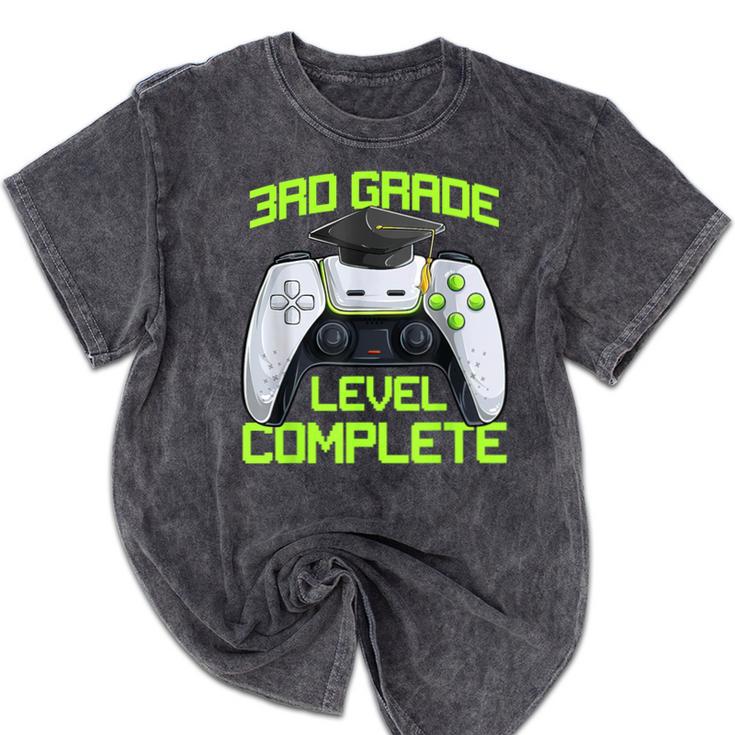 3rd Grade Level Complete Gamer Class Of 2026 Graduation Mineral Wash Tshirts