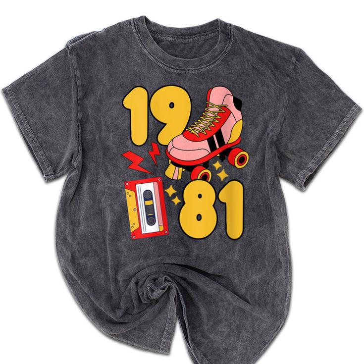 80s Vibes Mixed Tapes & Roller Skates 1981 Nostalgia Retro Mineral Wash Tshirts