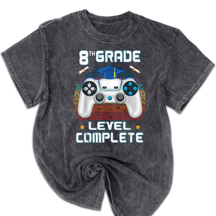 8th Grade Level Complete Graduation Class 2023 Gamer Boys Mineral Wash Tshirts