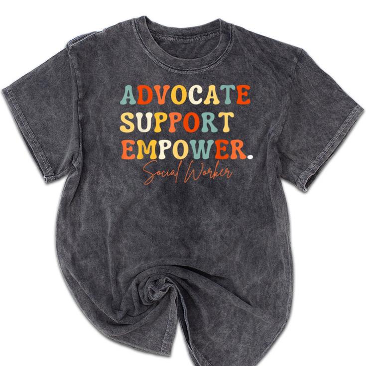 Advocate Support Empower Groovy Social Worker Graduation Mineral Wash Tshirts