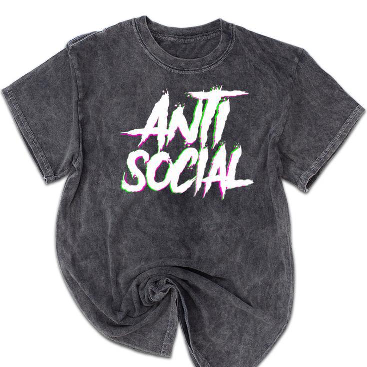 Antisocial Introvert I Hate People Antisocial Club EDM Premium Tri-Blend Mineral Wash Tshirts