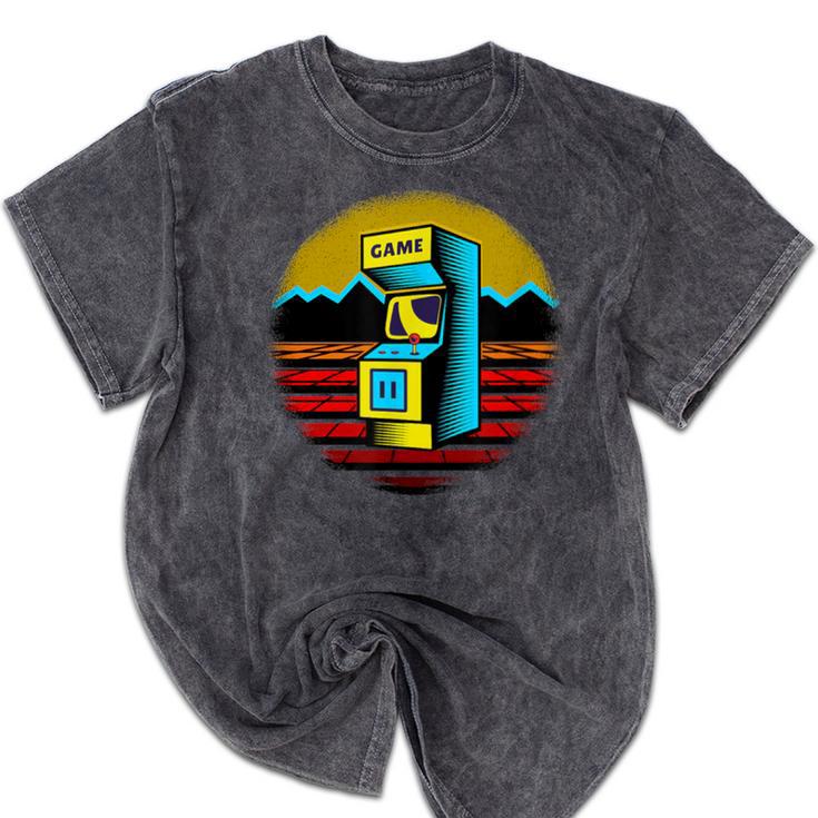 Arcade Game Machine Nostalgia Retro Gamer 80s 90s Mineral Wash Tshirts