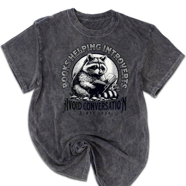 Books Helping Introvert Avoid Conversation Since 1454 Mineral Wash Tshirts