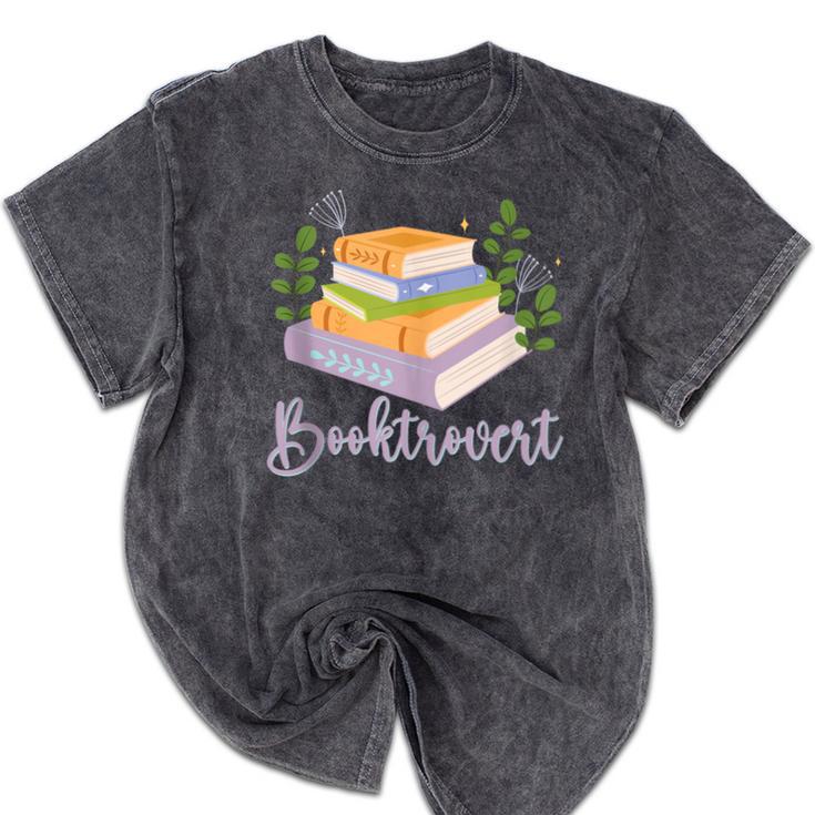 Booktrovert Bookworm Introvert Bibliophile Booktrovert Mineral Wash Tshirts