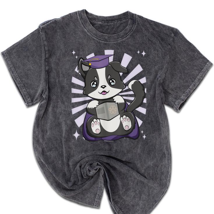 Border Collie Dog Lover Cute Anime School Graduation Men Women Kids Mineral Wash Tshirts