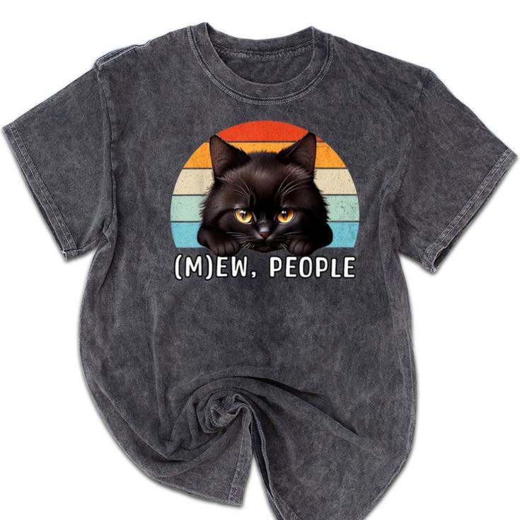 Cat Pun Introvert Anti Social Ew People Kitty Mineral Wash Tshirts