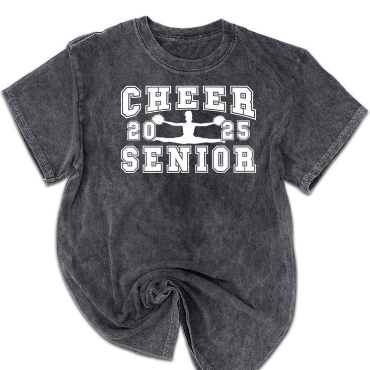 Cheerleading Senior Night Cheer Senior 2025 Graduation 1 Mineral Wash Tshirts