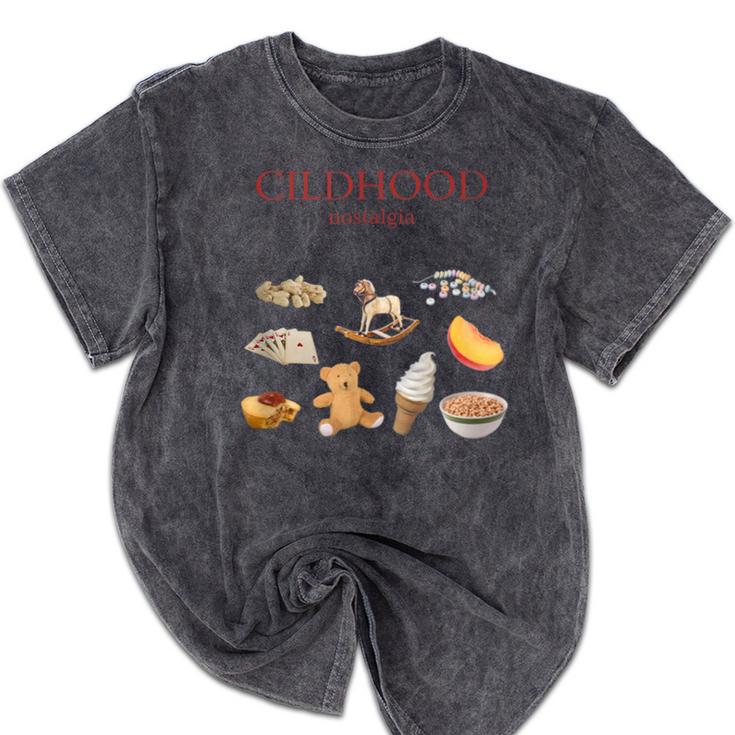 Childhood Nostalgia Good Memories Teddy Bear Ice Cream Mineral Wash Tshirts Childhood Nostalgia Good Memories Teddy Bear Ice Cream Mineral Wash Tshirts