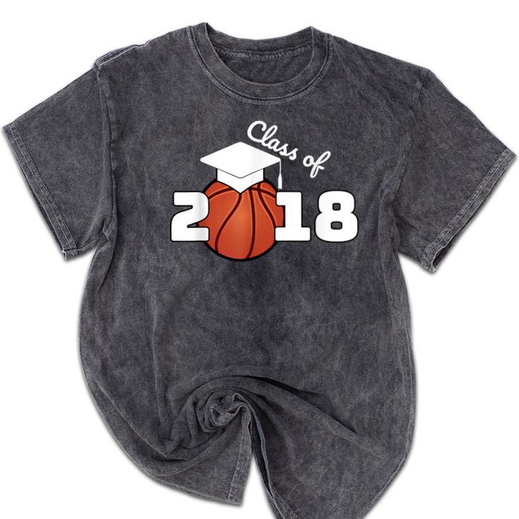 Class Of 2018 Basketball Senior Graduation Shirt Grad Mineral Wash Tshirts