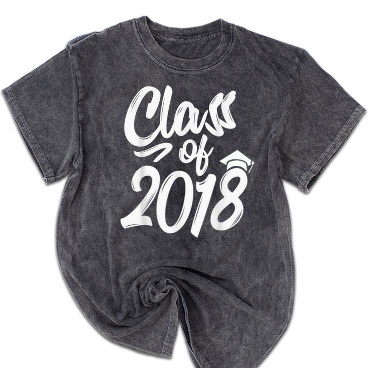 Class Of 2018 Graduation Cap Trendy Cute Mineral Wash Tshirts