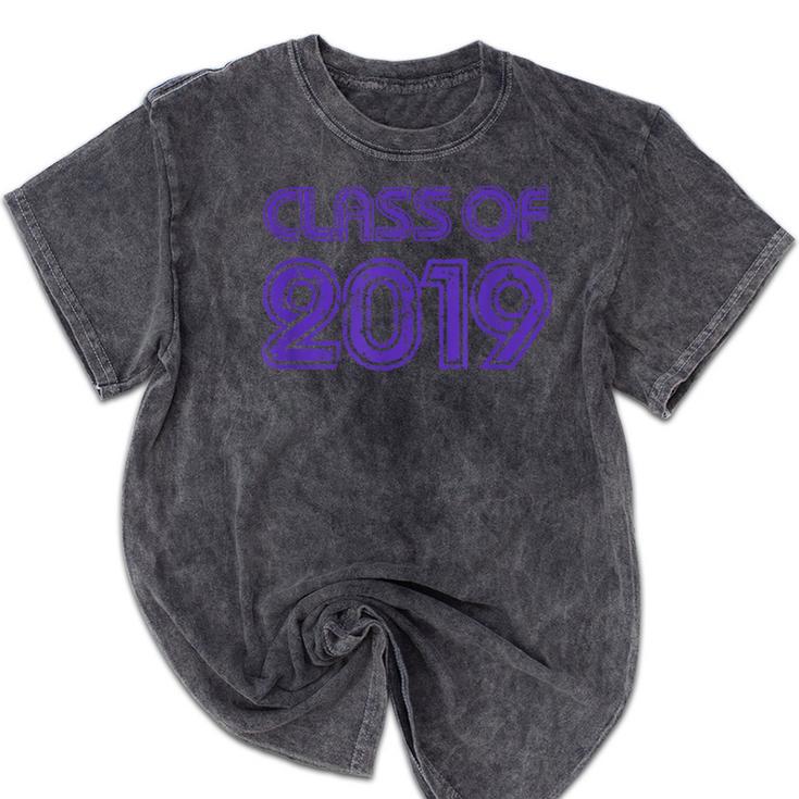 Class Of 2019 High School Graduation Purple Senior Mineral Wash Tshirts