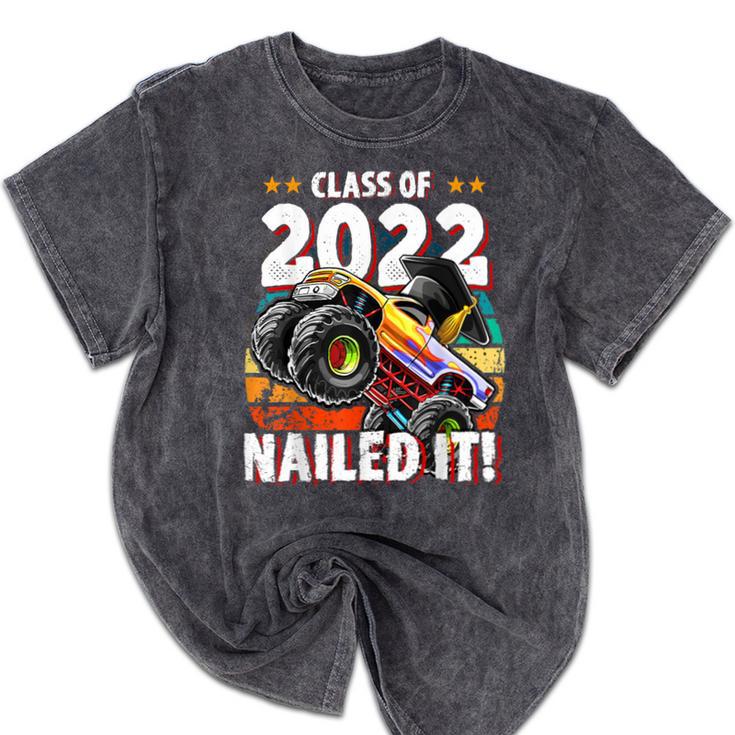 Class Of 2022 Monster Truck Graduation Cap Retro Sunset Boy Mineral Wash Tshirts
