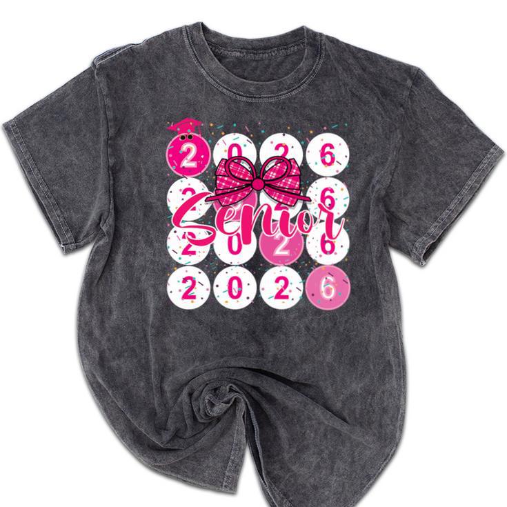 Class Of 2026 Senior Coquette Pink Bow Graduation Family Premium Tri-Blend Mineral Wash Tshirts