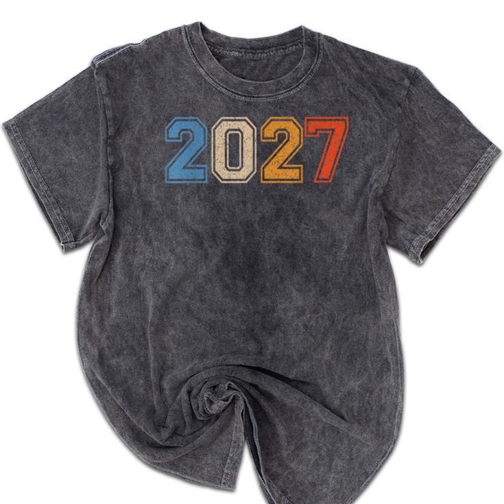 Class Of 2027 Graduate Shirts For Men Women Graduation Retro Mineral Wash Tshirts