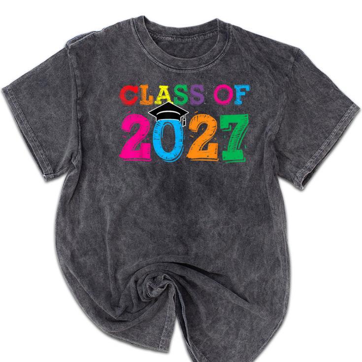 Class Of 2027 Shirt For Boys And Girls Fun 2027 Graduation Mineral Wash Tshirts