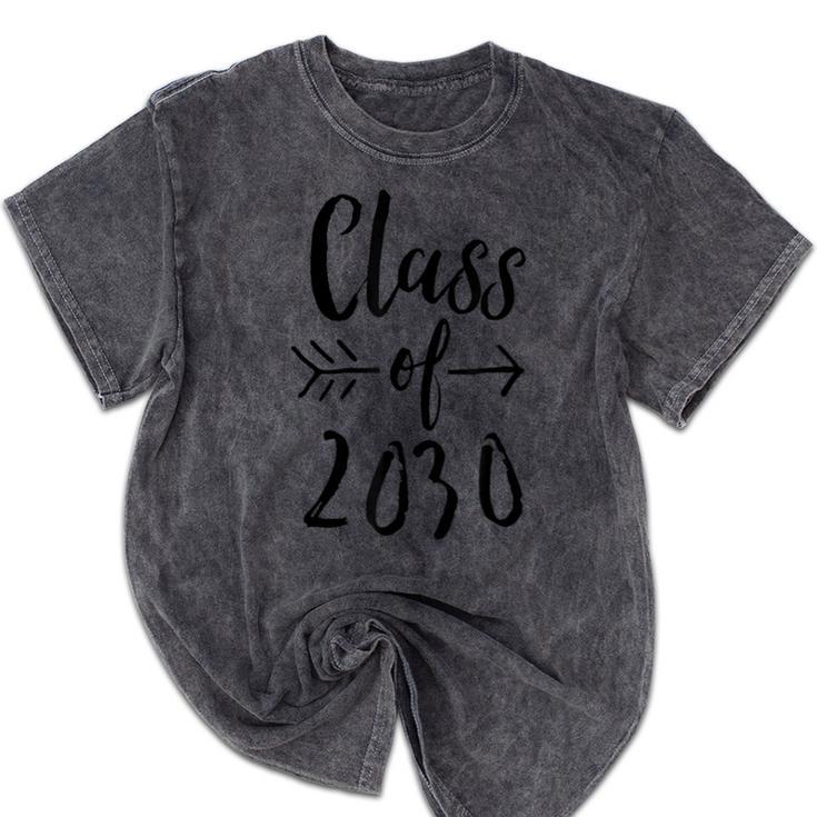 Class Of 2030 Graduation Kindergarten Seniors Mineral Wash Tshirts
