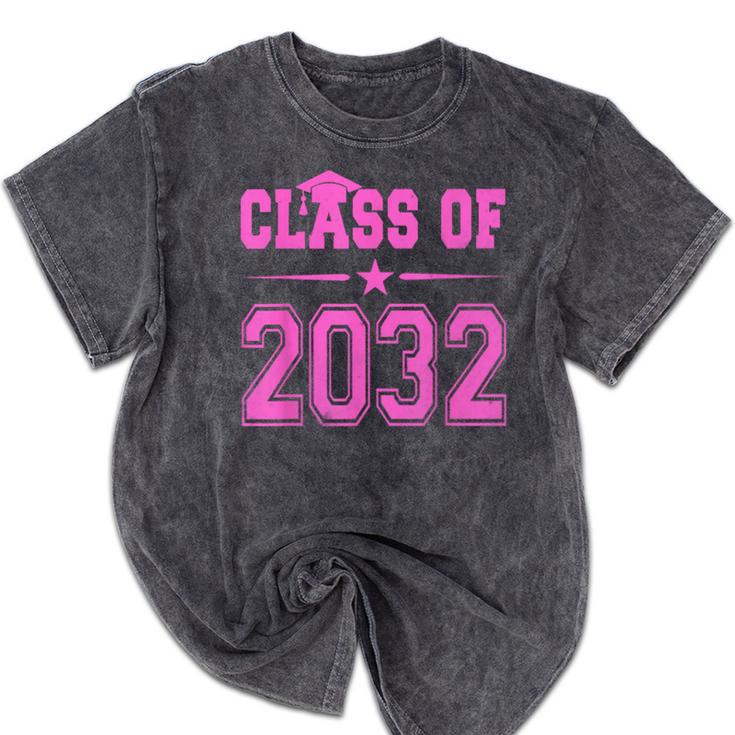 Class Of 2032 Pink Girls Shirt Graduation Mineral Wash Tshirts